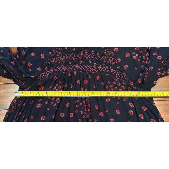 Free People Women’s Floral Dress Small Petite SP Romantic Black Red Flowers - Picture 8 of 12
